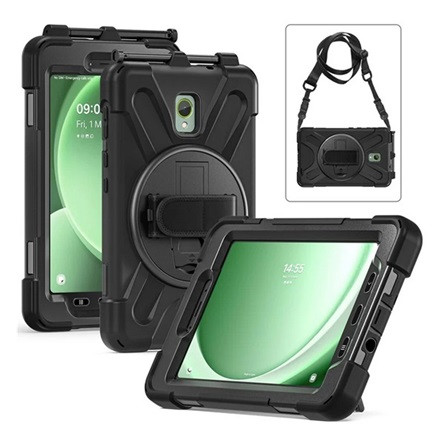 Gigapack Samsung Tab Active 5 WIFI Gigapack Defender műanyag telefonvédő ütésállóság, vállpánt, FEKETE