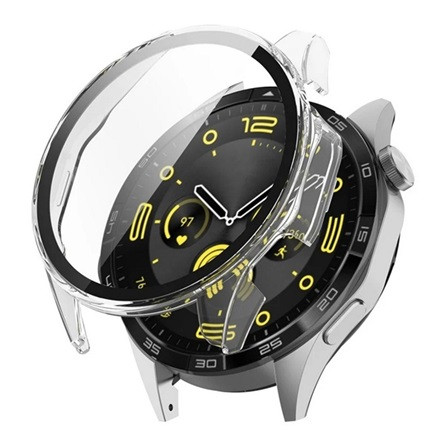 Gigapack Huawei Watch GT 4 46mm Gigapack Műanyag keret BUMPER, ütésállóság + kijelzővédő üveg, ÁTLÁTSZÓ