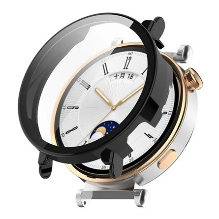 Gigapack Huawei Watch GT 4 41mm Gigapack Műanyag keret BUMPER, ütésállóság + kijelzővédő üveg, FEKETE