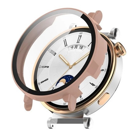 Gigapack Huawei Watch GT 4 41mm Gigapack Műanyag keret BUMPER, ütésállóság + kijelzővédő üveg, RÓZSASZÍN