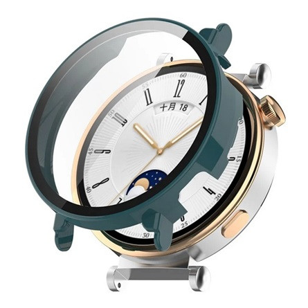 Gigapack Huawei Watch GT 4 41mm Gigapack Műanyag keret BUMPER, ütésállóság + kijelzővédő üveg, SÖTÉTZÖLD