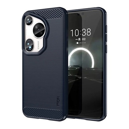 Mofi Huawei Pura 70 Ultra 5G MOFI szilikon telefonvédő ütésállóság, karbon minta, SÖTÉTKÉK