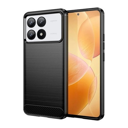 Gigapack Xiaomi Poco F6 Pro 4G Gigapack Szilikon telefonvédő ütésállóság, karbon minta, FEKETE