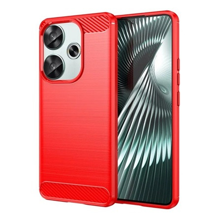Gigapack Xiaomi Poco F6 4G Gigapack Szilikon telefonvédő ütésállóság, karbon minta, PIROS