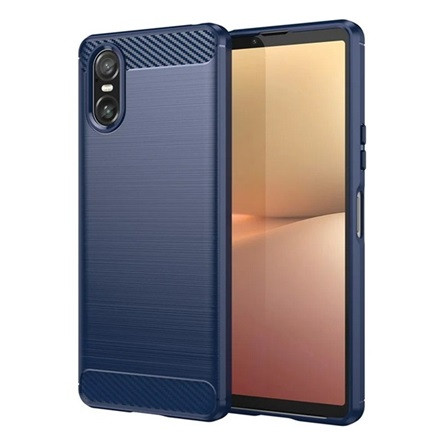 Gigapack Sony Xperia 10 VI 5G Gigapack Szilikon telefonvédő ütésállóság, karbon minta, SÖTÉTKÉK