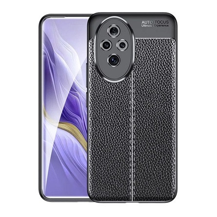 Gigapack Honor 200 Pro 5G Gigapack Szilikon telefonvédő ütésállóság, varrás minta, FEKETE