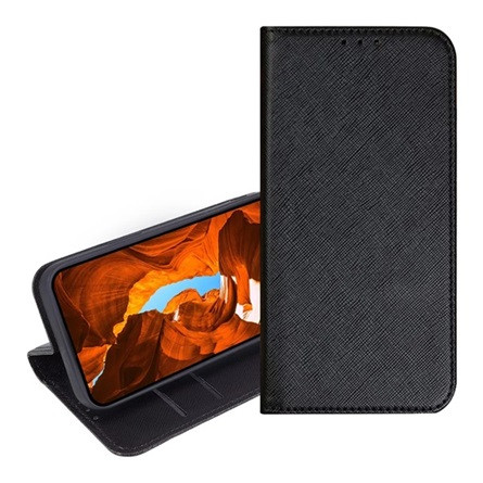 Gigapack T Phone 2 Pro 5G Gigapack Tok álló, bőr hatású FLIP, textil hatás, FEKETE