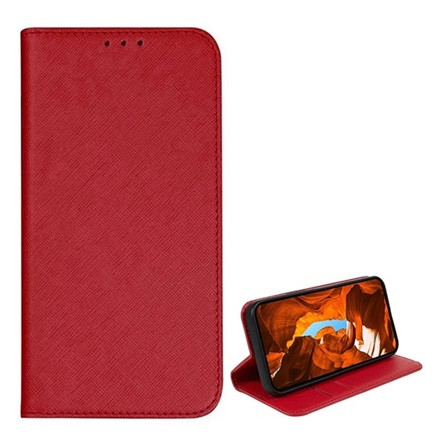 Gigapack T Phone 2 5G Gigapack Tok álló, bőr hatású FLIP, textil hatás, PIROS