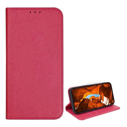 Gigapack T Phone 2 5G Gigapack Tok álló, bőr hatású FLIP, textil hatás, RÓZSASZÍN