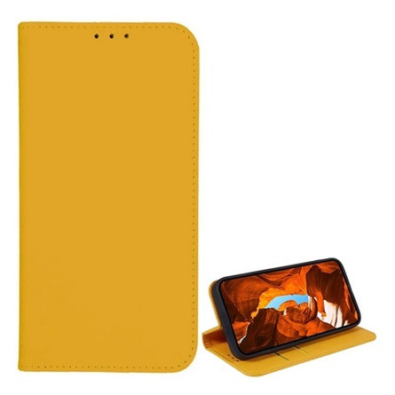 Gigapack T Phone 2 5G Gigapack Tok álló, bőr hatású FLIP, textil hatás, SÁRGA