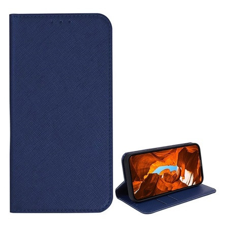 Gigapack T Phone 2 Pro 5G Gigapack Tok álló, bőr hatású FLIP, textil hatás, SÖTÉTKÉK