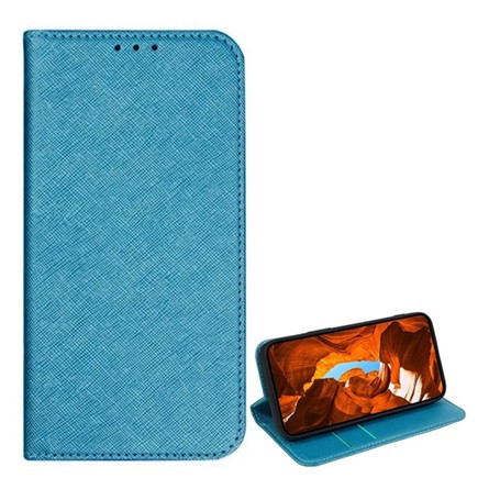 Gigapack T Phone 2 5G Gigapack Tok álló, bőr hatású FLIP, textil hatás, VILÁGOSKÉK