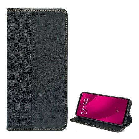 Gigapack T Phone 2 Pro 5G Gigapack Tok álló, bőr hatású FLIP, lóhere, FEKETE