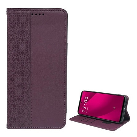 Gigapack T Phone 2 Pro 5G Gigapack Tok álló, bőr hatású FLIP, lóhere, SÖTÉTLILA