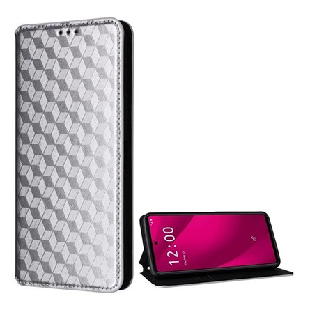 Gigapack T Phone 2 Pro 5G Gigapack Tok álló, bőr hatású FLIP, prémium, EZÜST