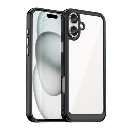Gigapack iPhone 16 Plus 5G Gigapack Szilikon telefonvédő ütésállóság, átlátszó hátlap, FEKETE
