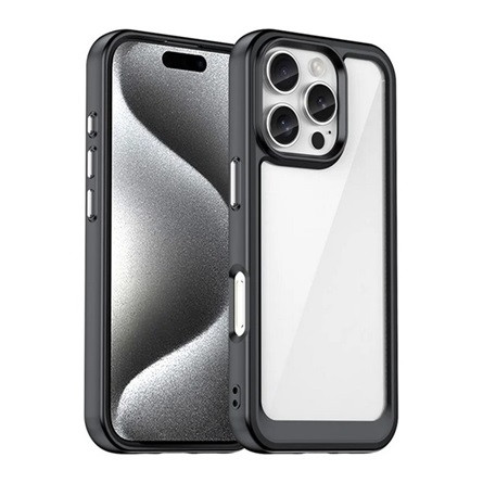 Gigapack iPhone 16 Pro 5G Gigapack Szilikon telefonvédő ütésállóság, átlátszó hátlap, FEKETE
