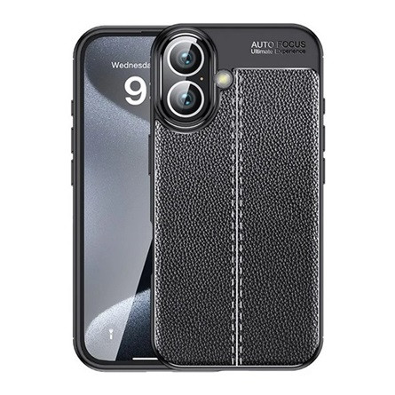 Gigapack iPhone 16 5G Gigapack Szilikon telefonvédő ütésállóság, varrás minta, FEKETE