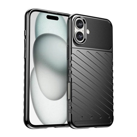 Gigapack iPhone 16 Plus 5G Gigapack Szilikon telefonvédő ütésállóság, dombor minta, FEKETE