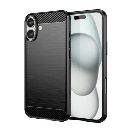 Gigapack iPhone 16 5G GIGAPACK Szilikon telefonvédő ütésállóság, karbon minta, FEKETE
