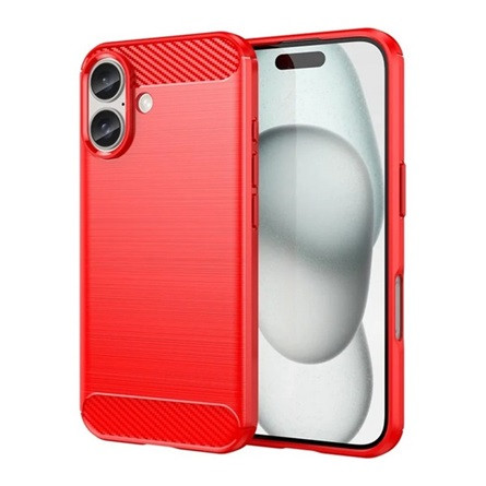 Gigapack iPhone 16 5G Gigapack Szilikon telefonvédő ütésállóság, karbon minta, PIROS
