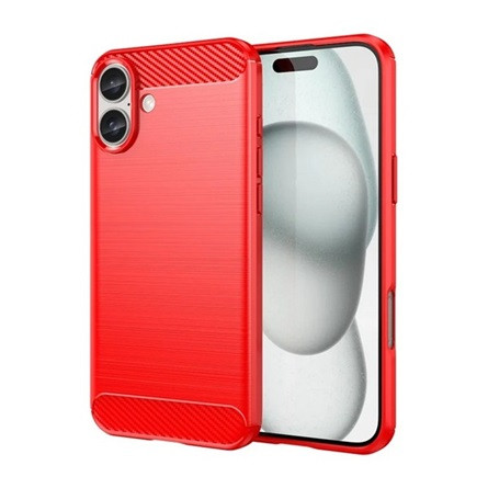Gigapack iPhone 16 Plus 5G Gigapack Szilikon telefonvédő ütésállóság, karbon minta, PIROS