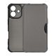 Gigapack iPhone 16 5G Gigapack Tok álló, bőr hatású FLIP, karbon minta, EZÜST
