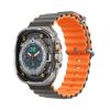 Devia Apple Watch Series 10 46mm DEVIA DELUXE SPORT6 pótszíj egyedi méret, hullám, VILÁGOSSZÜRKE/NARANCSSÁRGA