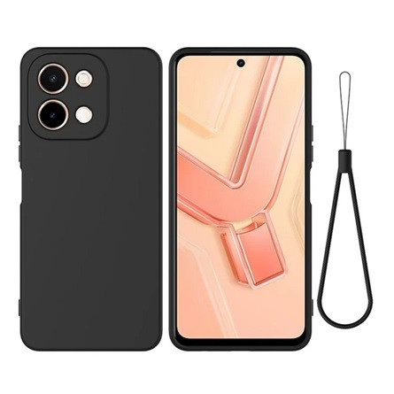 Gigapack Vivo Y28 4G Gigapack Szilikon telefonvédő matt, prémium + kézpánt, FEKETE