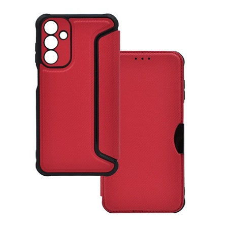 Gigapack Samsung A16 Gigapack Tok álló, bőr hatású FLIP, karbon minta, PIROS