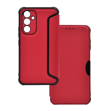 Gigapack Samsung S24 FE 5G Gigapack Tok álló, bőr hatású FLIP, karbon minta, PIROS