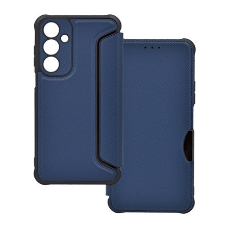 Gigapack Samsung A16 Gigapack Tok álló, bőr hatású FLIP, karbon minta, SÖTÉTKÉK