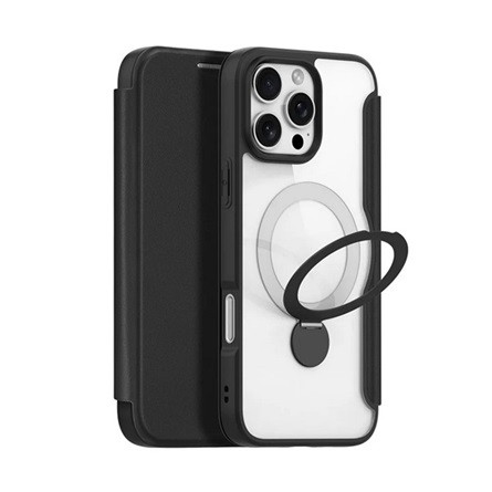 Dux Ducis iPhone 16 Pro 5G DUX DUCIS SKIN X PRO tok álló, bőr hatású FLIP, MagSafe, FEKETE