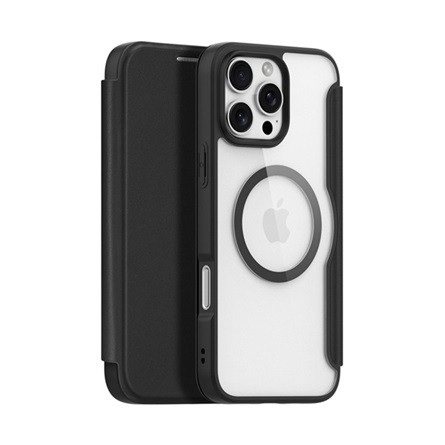 Dux Ducis iPhone 16 Pro 5G DUX DUCIS SKIN X PRO tok álló, bőr hatású FLIP, MagSafe, FEKETE
