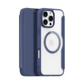   Dux Ducis iPhone 16 Pro Max 5G DUX DUCIS SKIN X PRO tok álló, bőr hatású FLIP, MagSafe, SÖTÉTKÉK