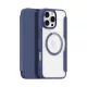 Dux Ducis iPhone 16 Pro Max 5G DUX DUCIS SKIN X PRO tok álló, bőr hatású FLIP, MagSafe, SÖTÉTKÉK
