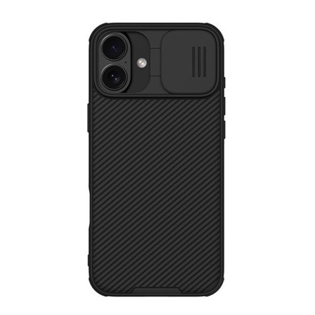 Nillkin iPhone 16 5G NILLKIN CAMSHIELD PRO MAGNETIC műanyag telefonvédő ütésállóság, csíkos, FEKETE