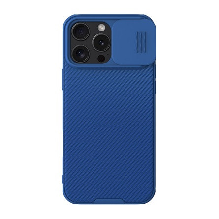 Nillkin iPhone 16 Pro Max 5G NILLKIN CAMSHIELD PRO szilikon telefonvédő ütésállóság, csíkos, SÖTÉTKÉK