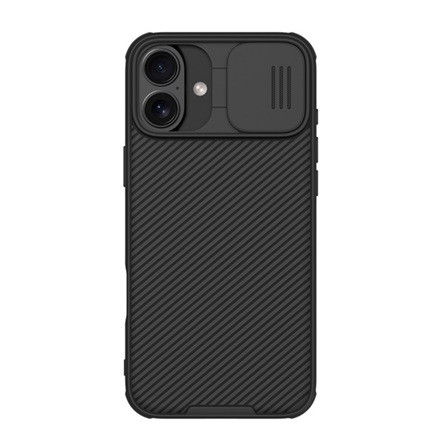 Nillkin iPhone 16 Plus 5G NILLKIN CAMSHIELD PRO szilikon telefonvédő ütésállóság, csíkos, FEKETE