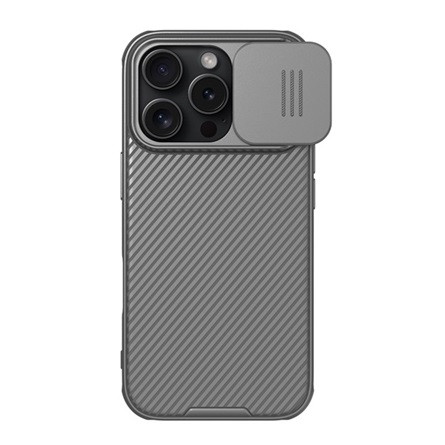 Nillkin iPhone 16 Pro 5G NILLKIN CAMSHIELD PRO szilikon telefonvédő ütésállóság, csíkos, SÖTÉTSZÜRKE