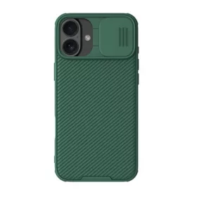   Nillkin iPhone 16 5G NILLKIN CAMSHIELD PRO szilikon telefonvédő ütésállóság, csíkos, SÖTÉTZÖLD