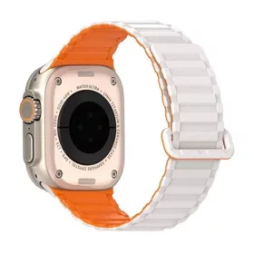   Dux Ducis Apple Watch Series 5 44mm DUX DUCIS KJ pótszíj egyedi méret, mágneses, EZÜST/NARANCSSÁRGA