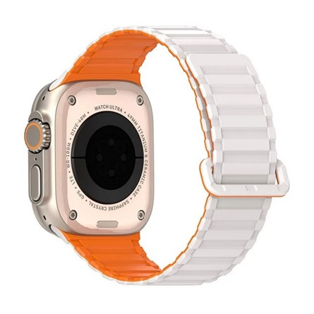 Dux Ducis Apple Watch Series 5 44mm DUX DUCIS KJ pótszíj egyedi méret, mágneses, EZÜST/NARANCSSÁRGA
