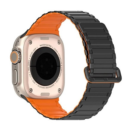 Dux Ducis Apple Watch Series 5 44mm DUX DUCIS KJ pótszíj egyedi méret, mágneses, FEKETE/NARANCSSÁRGA