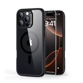   Esr iPhone 16 Pro Max 5G ESR HYBRID HALOLOCK szilikon telefonvédő ütésállóság, MagSafe + képernyővédő üveg, ÁTLÁTSZÓ/FEKETE