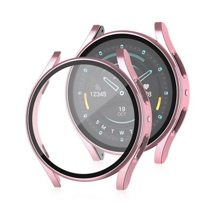 Gigapack Samsung Watch 7 40mm Gigapack Műanyag keret BUMPER, ütésállóság + kijelzővédő üveg, ROZÉARANY