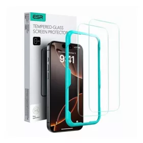   Esr iPhone 16 Pro Max 5G ESR képernyővédő üveg 2db 2.5D, 9H + segédkeret, ÁTLÁTSZÓ