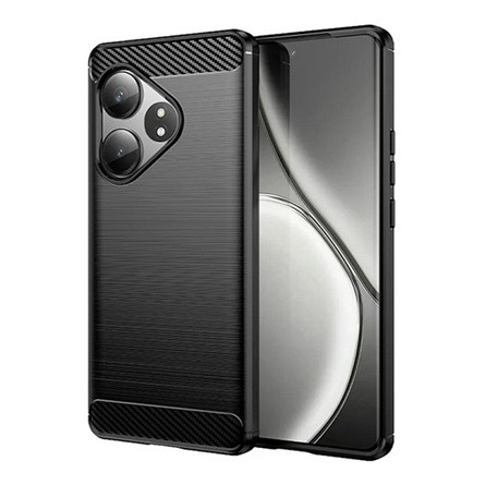 Gigapack Realme GT 6T 5G Gigapack Szilikon telefonvédő ütésállóság, karbon minta, FEKETE