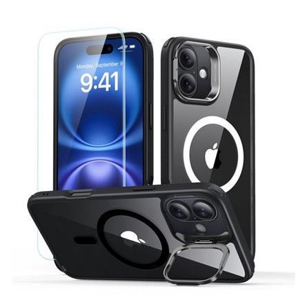 Esr iPhone 16 5G ESR CLASSIC HYBRID szilikon telefonvédő ütésállóság, MagSafe + képernyővédő üveg, FEKETE
