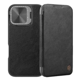   Nillkin iPhone 16 5G NILLKIN QIN PROP tok álló, bőr hatású FLIP, kitámasztó, FEKETE